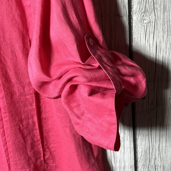 Lily moss pink button front linen top size Large - Picture 4 of 13